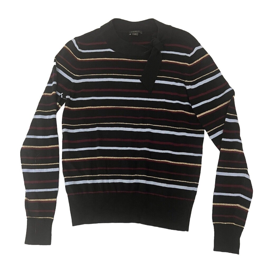 Ann Taylor Women's Size S Black Striped Long Sleeve Lightweight Sweater